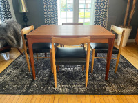 Mid century modern Danish Teak dining table and 4 Oak chairs 
