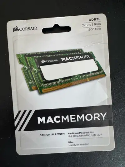 Corsair MACMEMORY iMac MacBook Pro Mac Mini 2010 - 2012 2 x 8GB (16 GB) 1600MHz. 204-pin DDR3L Compa...