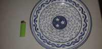 Hand made Hand Painted Signed Pottery Bowl Wall Hanging Dish