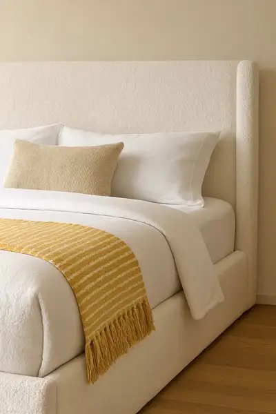 ✨ Modern Queen Bed | White Bouclé | Hydraulic Storage | Brand Ne, View more