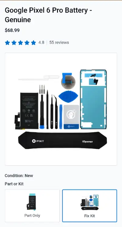 Ifixit Google Pixel 6 Pro Replacement Battery and Installation T, View more