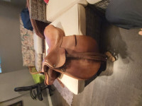 English Saddle and pair of leather Chaps