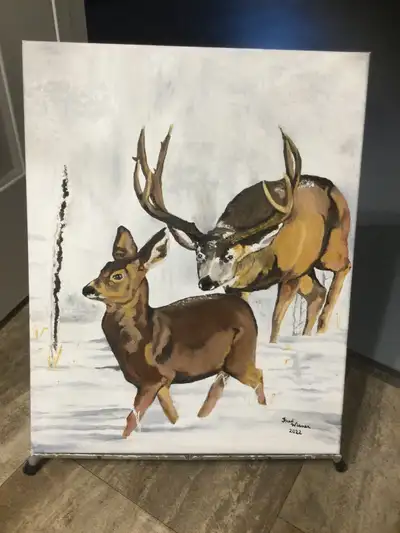 Oil Painting 16” x 20” - Buck in Rut, View more