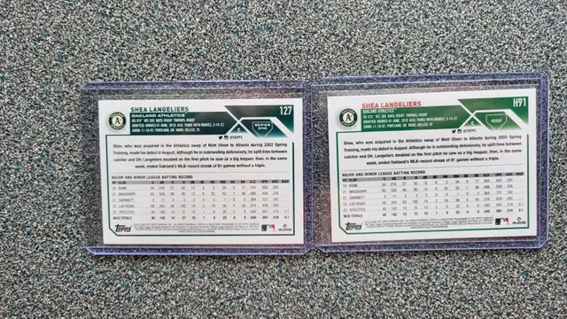 2 cartes de baseball variées Oakland Athletics Shea Langeliers in Arts & Collectibles in Lévis - Image 3