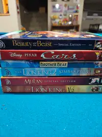 LOT OF 6 DISNEY DVD'S Lion King Mulan Cars