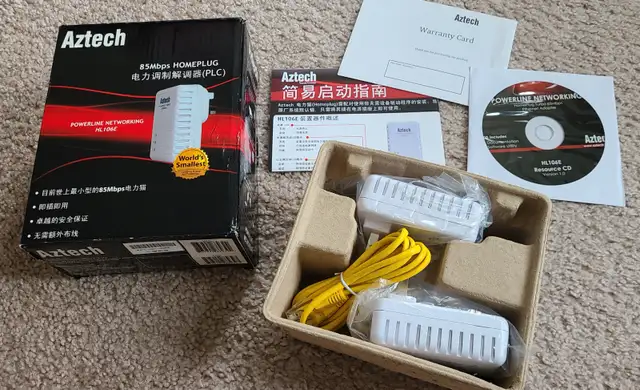 Aztech Powerline Networking 85Mbps HomePlug, unused (1 pair)63860082640769121