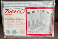 Zutano® Elefant Blau Baby  Secure-Me Crib Liner in Blue - Stripe