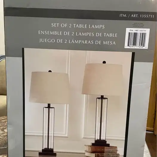 Table lamp glass and steel base pack of 2 in Coffee Tables in Kitchener / Waterloo - Image 2
