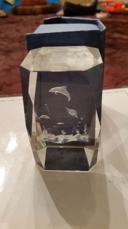 DOLPHIN 3D LASER ENGRAVED GLASS BLOCK in Arts & Collectibles in London