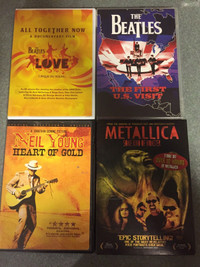 Music dvds EUC Beatles first US Visit Love Metallica Neil Young