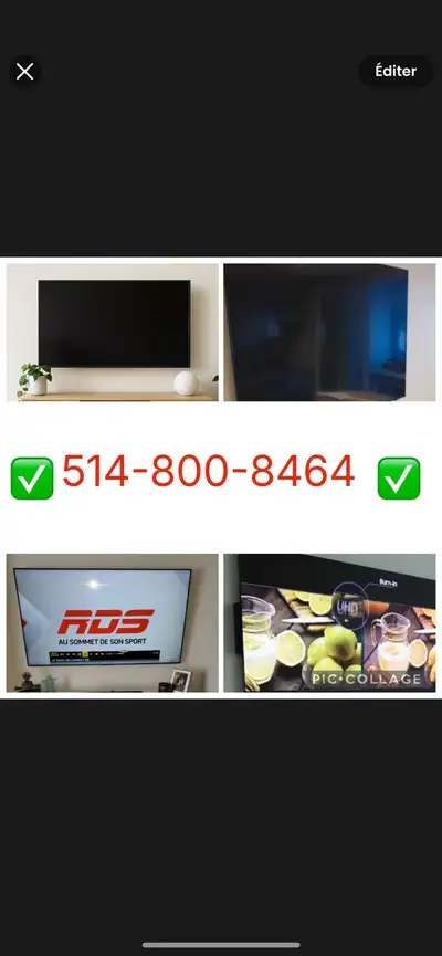 installation tv au mur /télevision installation, View more