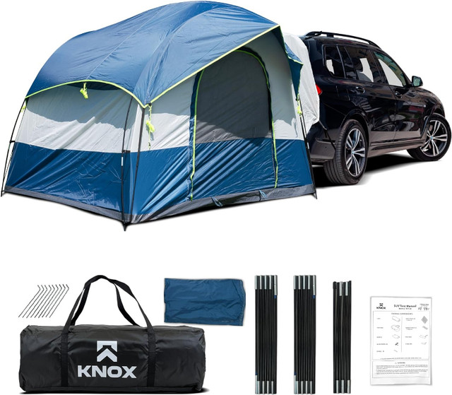SUV Camping Tent, Up to 8 ppl, Rainfly + Storage Bag - Gray/Blue in Fishing, Camping & Outdoors in Oshawa / Durham Region
