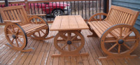 BEAUTIFUL HANDCRAFTED WAGON WHEEL OUTDOOR FURNITURE