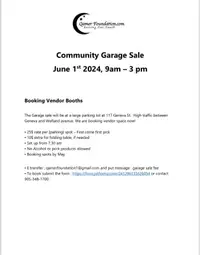 Booking Vendors for Garage sale