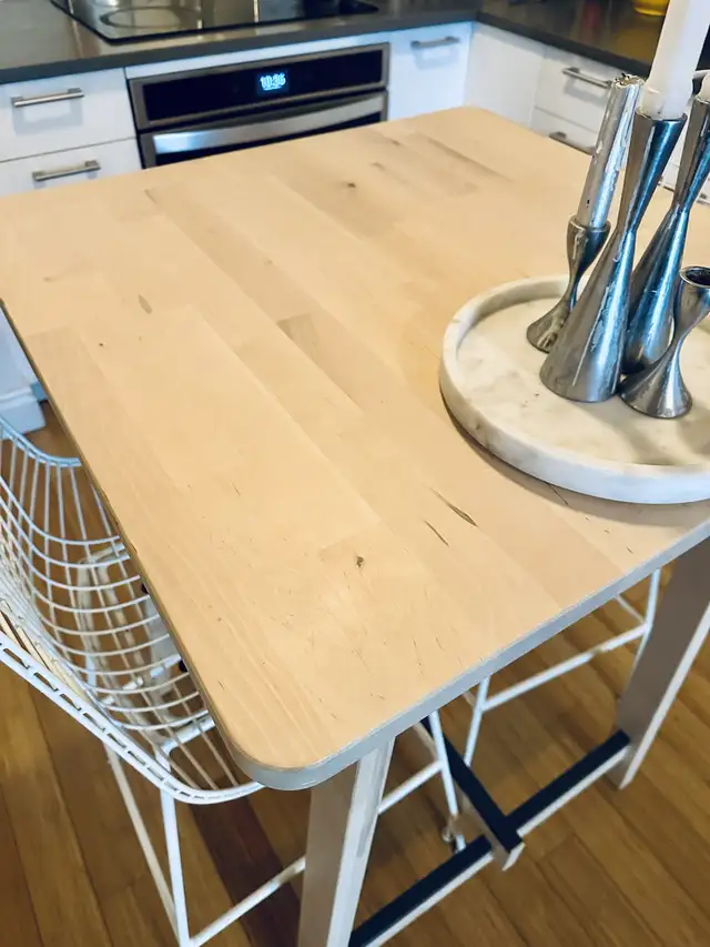 IKEA BAR HEIGHT KITCHEN ISLAND TABLE W VINTAGE BERTOIA STOOLS | Dining ...