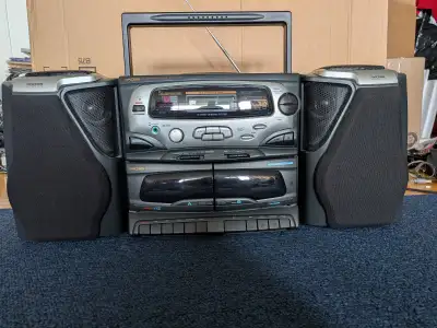 Koss HG857 Boombox Stereo System CD Dual Cassette Deck AM/FM, View more
