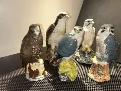 Osprey $55 Peregrine Falcon (empty) $30 Kestrel (empty) $45 Merlin $55 Buzzard $55