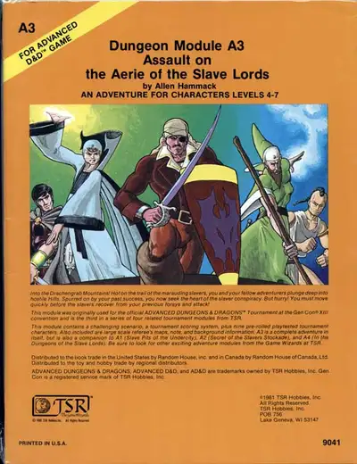 A3 ASSAULT ON THE AERIE OF THE SLAVE LORDS AD&D TSR #9041, View more