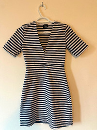 Striped Zara V-Neck Dress. Accentuates Figure