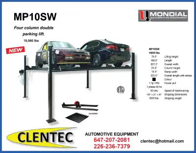 STORAGE HOIST PARKING LIFT CAR LIFT - CAR STORAGE HOIST CLENTEC AUTOMOTIVE EQUIPMENT - - SALES - SER...
