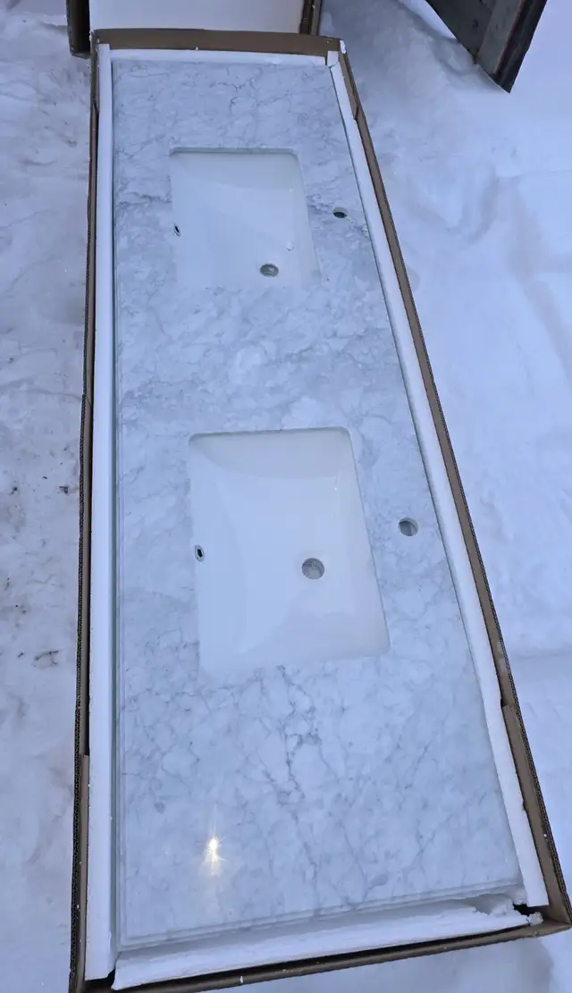75-inch long Carrera Marble countertop -single-hole faucet mount in Plumbing, Sinks, Toilets & Showers in Calgary - Image 10