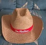 Tim Hortons cowboy straw hat in excellent condition. It's like new.