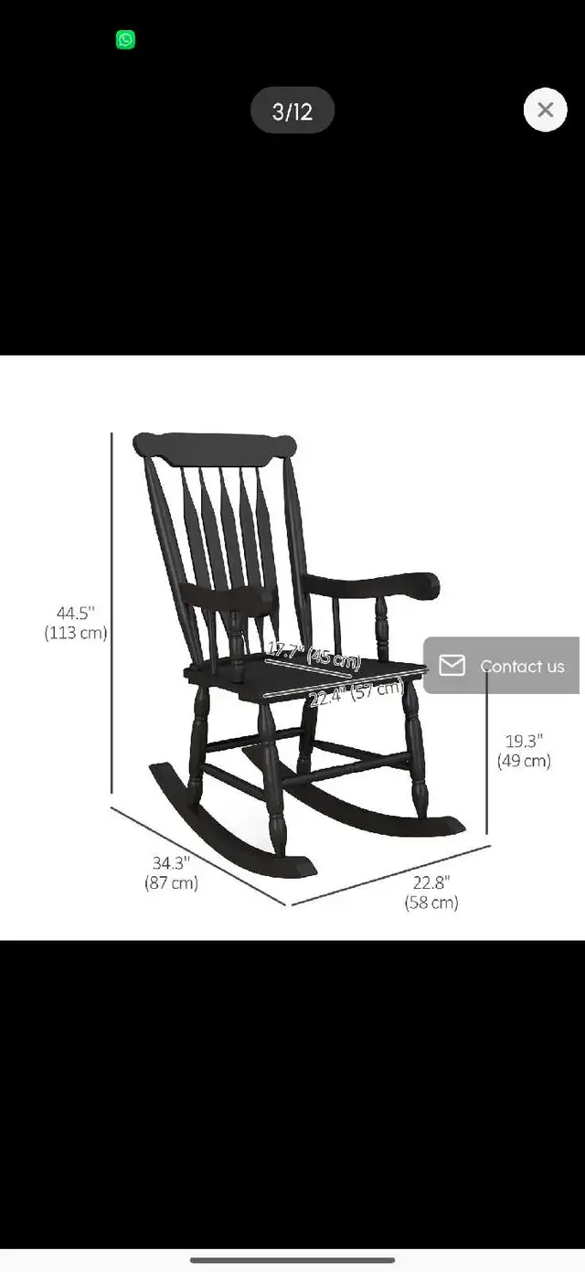 Porch Rocker Chair, Outdoor Wooden Rocking Chair with High Back in Chairs & Recliners in Markham / York Region - Image 4
