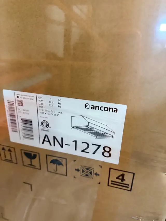 Hotte de cuisine 450 cfm 30” Ancona NEUF, new range hood in Stoves, Ovens & Ranges in Laval / North Shore - Image 5