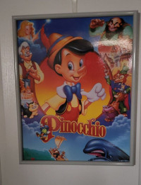 Large Vintage Framed Pinocchio Poster