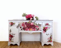 White sideboard with flowers
