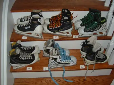 JR&SR HOCKEY GOALIE SKATES-RBK, BAUER,-JR3.5,4 SR-5,6,7,9 - $40, View more