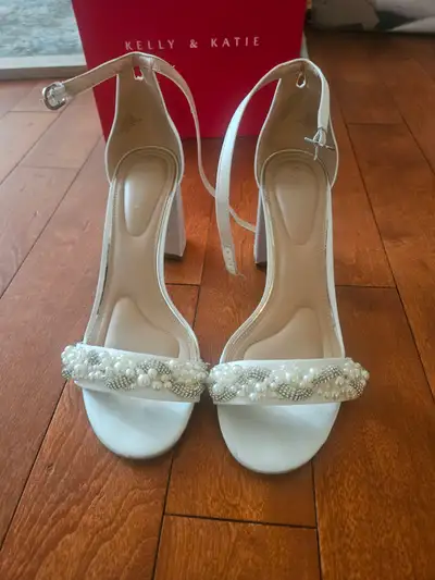 Womens white heels wedding type size 10, View more