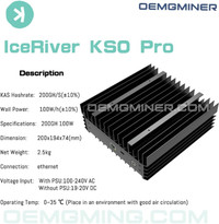 KS0 Pro, IceRiver KAS KS0Pro 200G Asic Miner 100W Kaspa Mining C