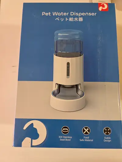 7L Dog Cat Water Dispenser Stainless Steel Bowl Automatic Gravity Waterer, Large Capacity and Drinki...