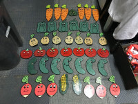 33 HAND PAINTED WOODEN VEGETABLE STAKES / MARKERS NOVA SCOTIA