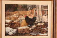 Robert Bishop artiste peintre naturaliste huile poule paysage
