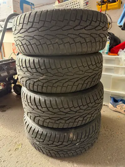 Great condition Uniroyal Tiger Paw Winter snow tires 205 55 R16 Mounted on steel rims 5 x 100 bolt p...
