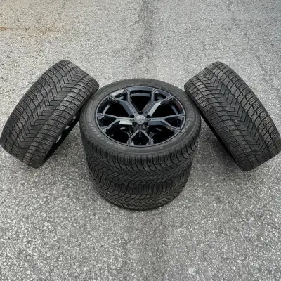 295/40/20 Inch Michelin X-Ice Snow SUV Winter Tires + Replica ART 741M Style BMW X5 / X6 20" Gloss B...