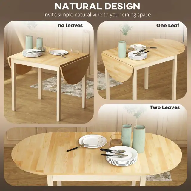 Natural drop leaf solid Wood Kitchen Table, Drop Leaf Tables in Dining Tables & Sets in Markham / York Region - Image 7