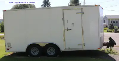 2016 Cargo Mate enclosed trailer 8.5 x 16 foot in good condition. Price $13,800.00. Items in trailer...