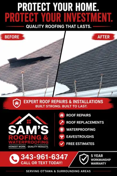 (OTTAWA) STORM DAMAGE? MISSING OR BLOWN OFF SHINGLES?, View more