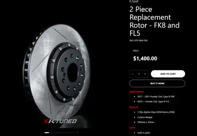KTuned 2-Piece Front Brake Rotors for Honda Civic Type R FK8 FL5, View more