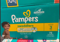 Brand new unopened  pampers diapers 78 units size 7!