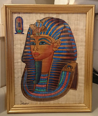 King Tut Gold Mask Papyrus Painting Authentic Papyrus Paper