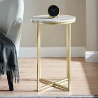 16" Faux Stone Round Glam Side Table