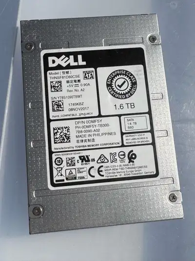 Dell/Toshiba 1.6TB SATA SSD - Enterprise Grade - Health 100%, View more