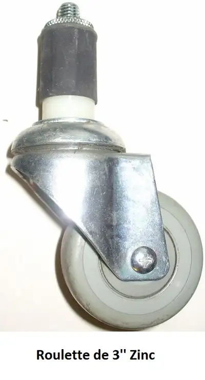 Roulette pivotant 3''et 4''en caoutchouc rigide, View more