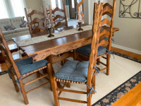 Chaises pour table de salle à manger en chêne, siège en babiche