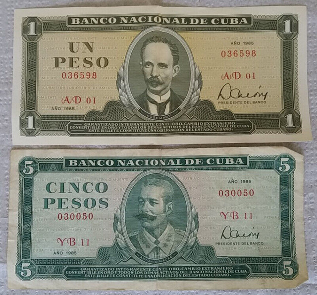 Cuba paper bank notes, Pesos, year 1985 in Arts & Collectibles in City of Toronto