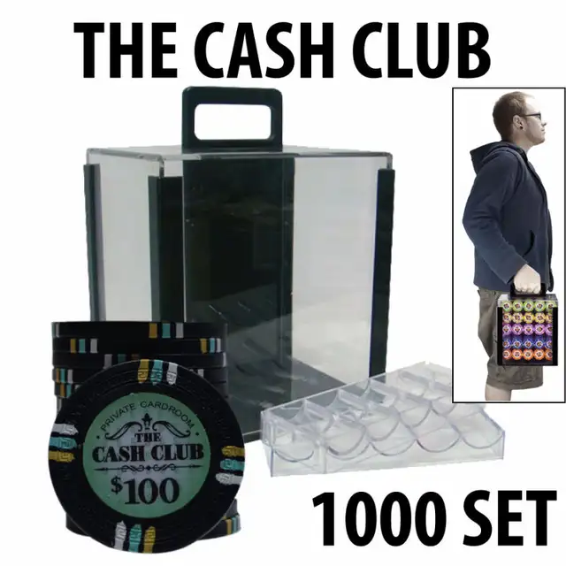 CASH CLUB POKER CHIP SET - CHIPS 1000 W/ CARRIER in Toys & Games in City of Toronto - Image 2
